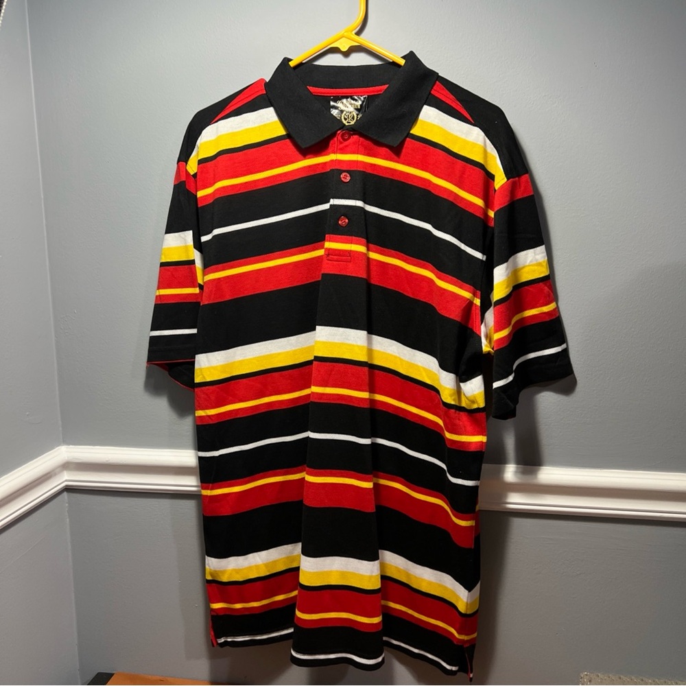 Design Lab Lord & Taylor Red Yellow Polo Shirt